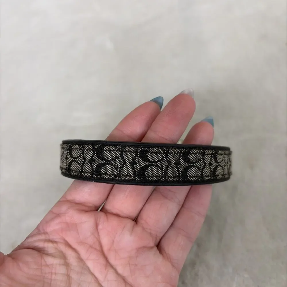 COACH Black Leather + CC Cloth Logo Dog Collar 4003 Sz Small Vintage Bnfts Chrty